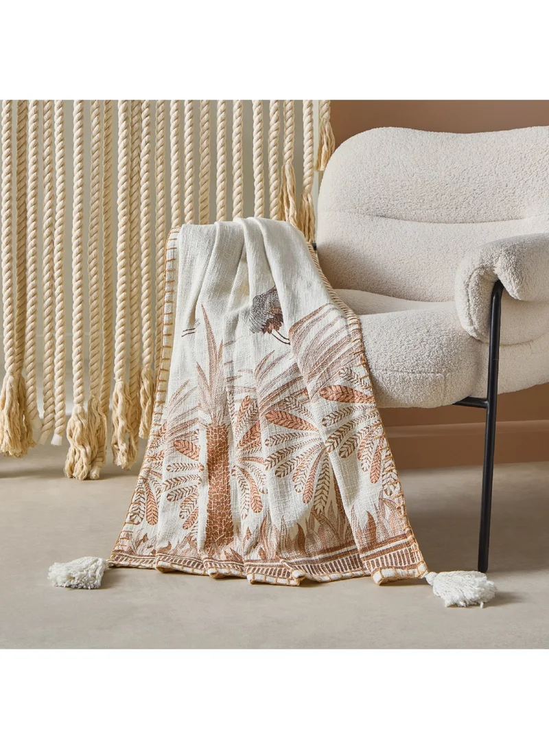 Home Box Cancun Palm Print Slub Throw 170 x 130 cm
