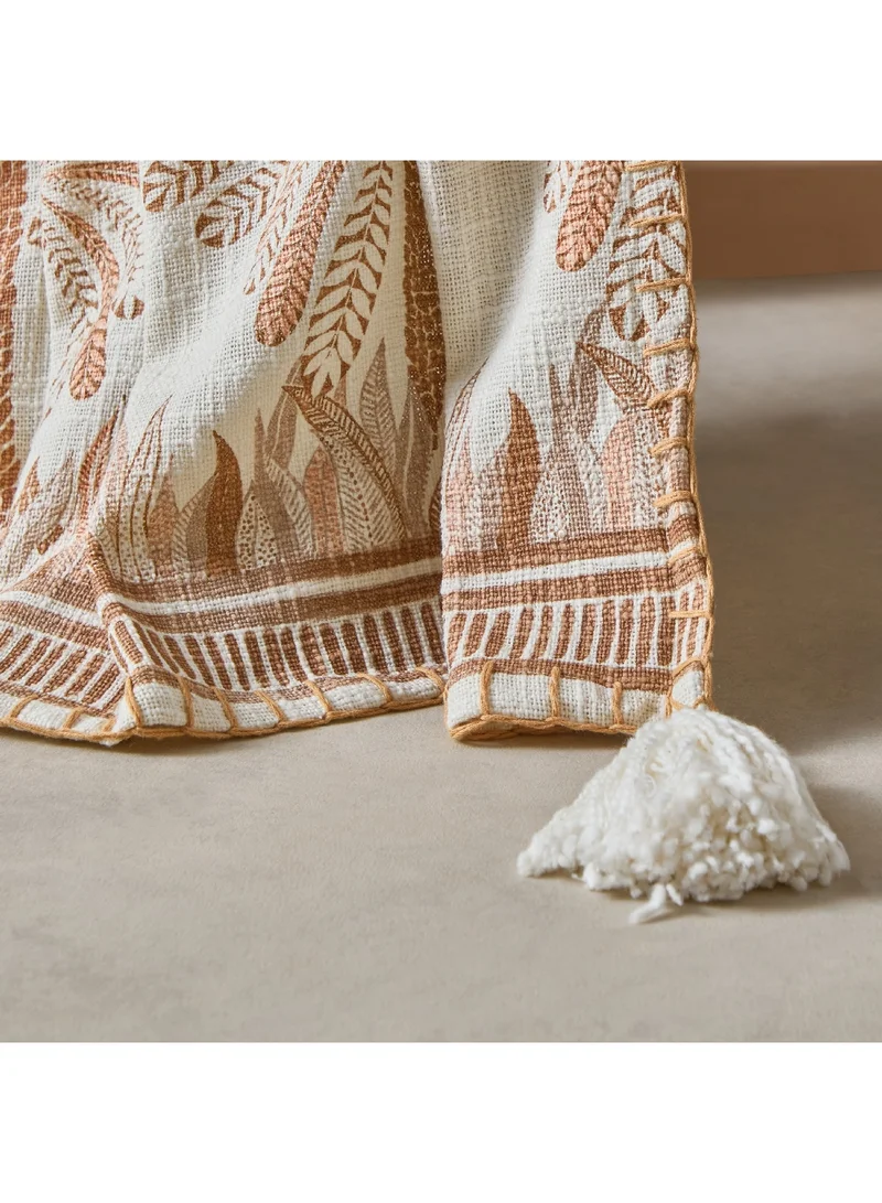 Home Box Cancun Palm Print Slub Throw 170 x 130 cm