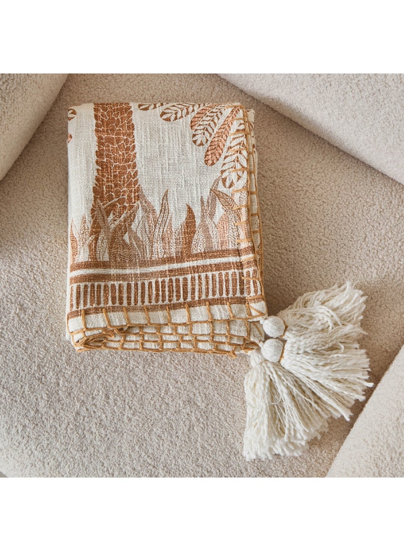 Home Box Cancun Palm Print Slub Throw 170 x 130 cm  - Image 4