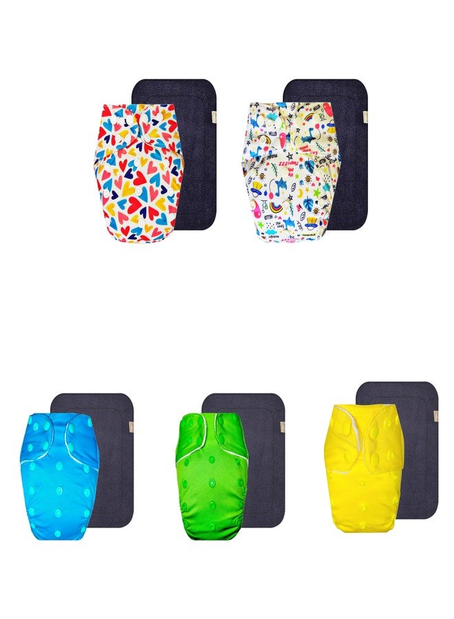 Dumbledo Premium Cloth Diaper with Gray Insert (Pack of 5) | Dry Feel and Comfortable | Breathable | Adjustable Snaps | Trusted by Moms | 3 Months - 3 Years | Unisex Baby - Image 1