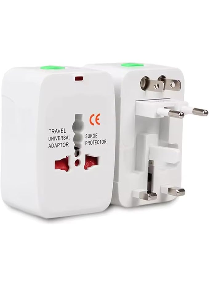 Terabyte Universal Travel Adapter Type C, World Travel Power Plug With 2 USB, All In One Travel Plug Adapter For EU/US/UK/AU  (White)  - Image 1