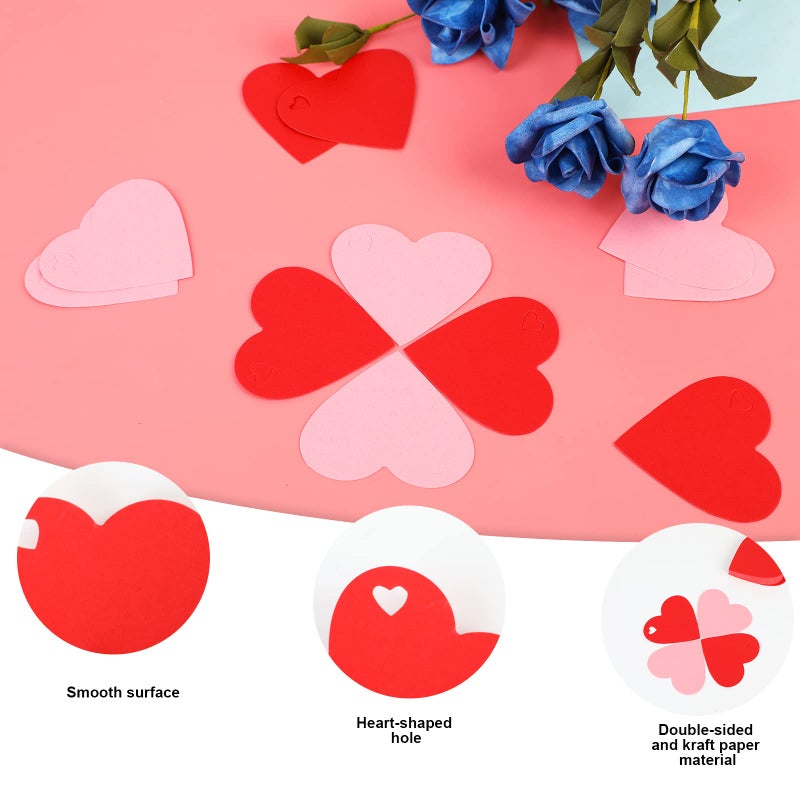 DERAYEE 100 Pcs Valentine Gift Tags with String, Heart Shaped Kraft Paper Tags for Wedding, Valentine's Party DIY Wrapping (Red, Pink) - Image 5
