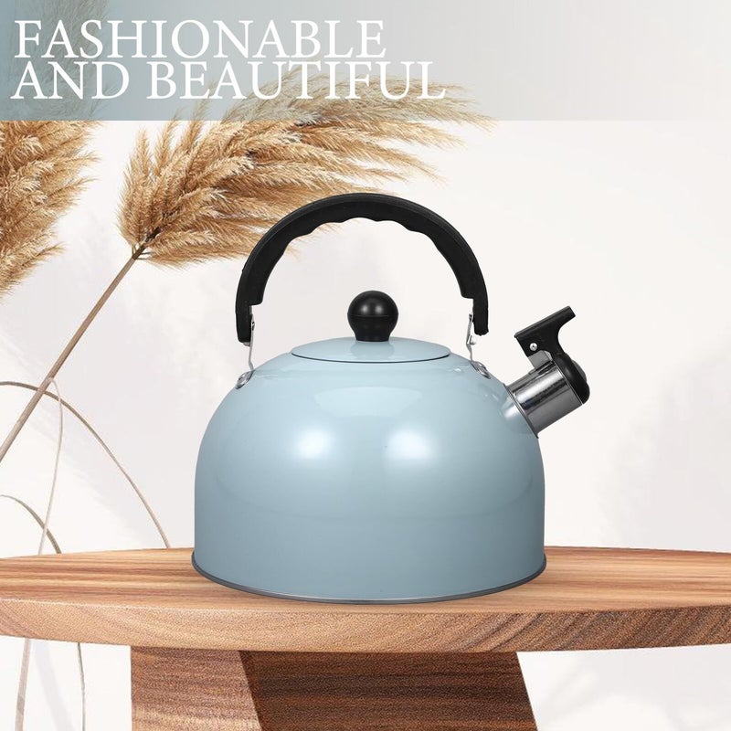 Green Vintage Whistling Tea Kettle Stovetop Induction Safe Heat Resistant Water Pot - Image 4