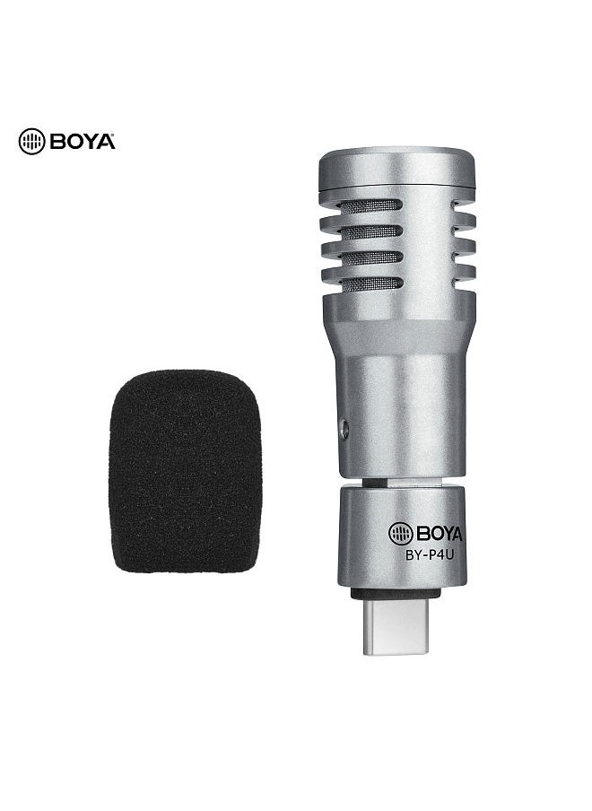 BOYA  BY-P4U Omnidirectional Condenser Microphone Mini Mic with Windscreen Type-C Port Replacement for Android Smartphone Tablets Vlog Shooting Live Stream Interview