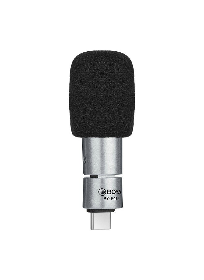 BOYA  BY-P4U Omnidirectional Condenser Microphone Mini Mic with Windscreen Type-C Port Replacement for Android Smartphone Tablets Vlog Shooting Live Stream Interview