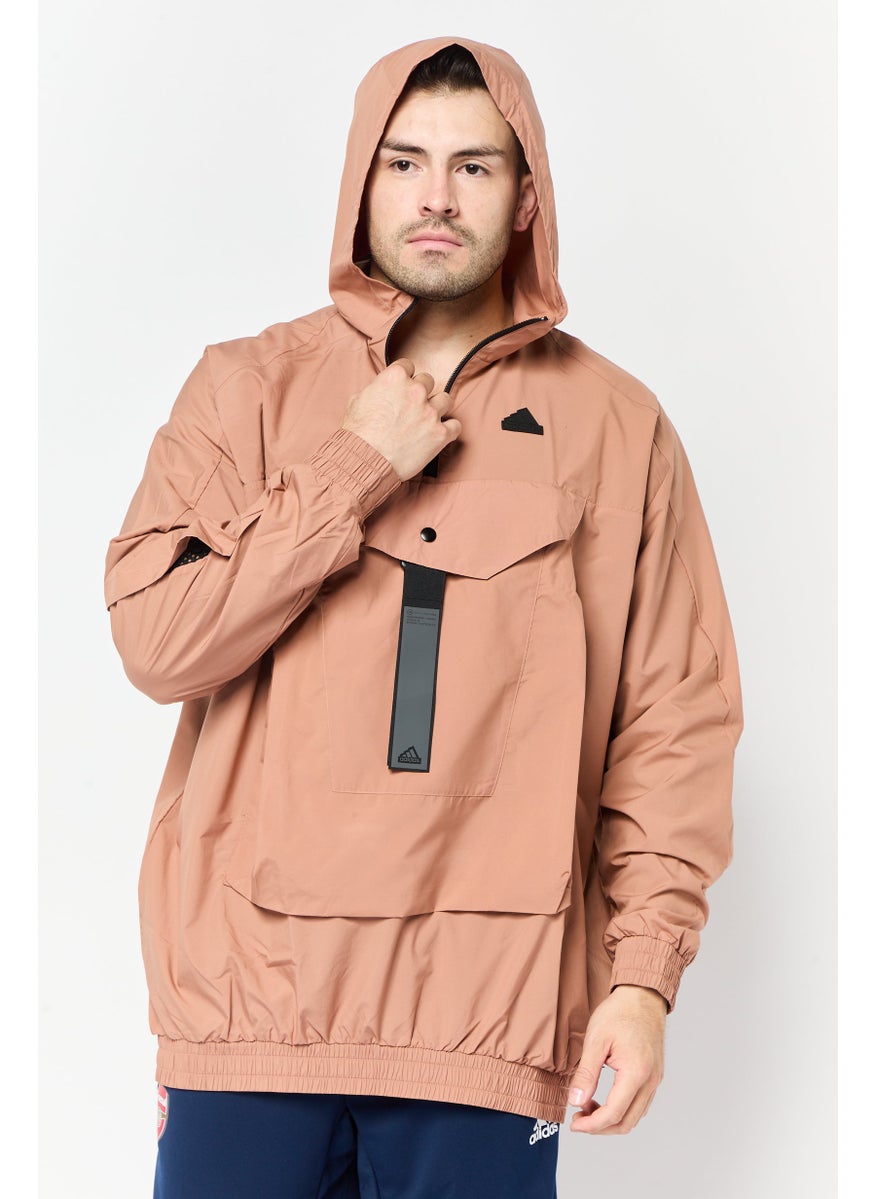 Adidas Men Sportswear Fit Long Sleeve Running Jacket, Light Brown  - Image 1