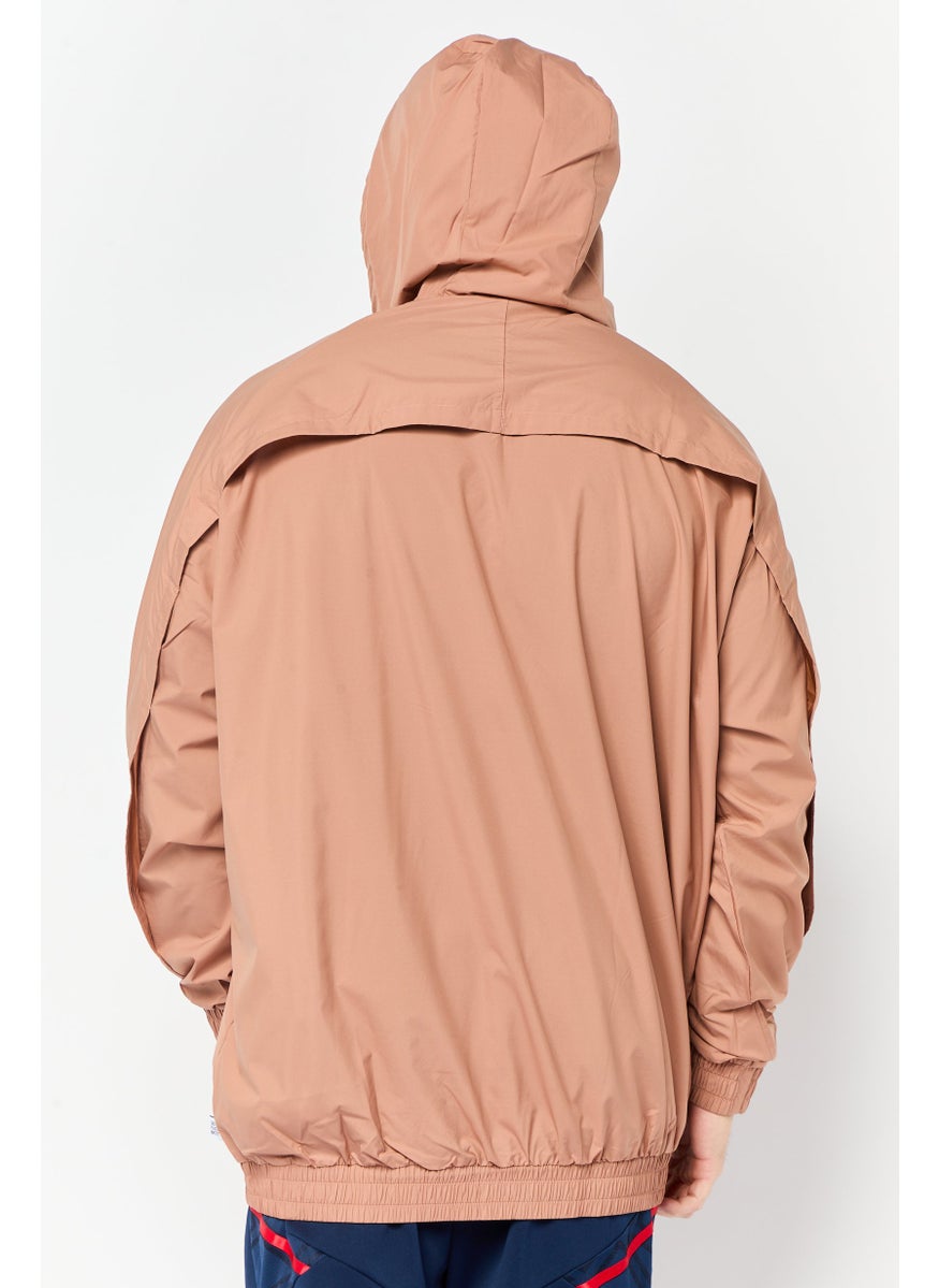 Adidas Men Sportswear Fit Long Sleeve Running Jacket, Light Brown  - Image 3