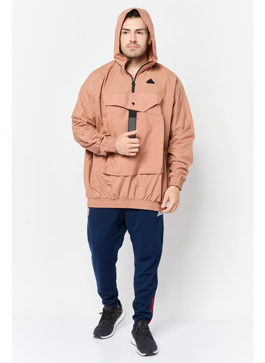 Adidas Men Sportswear Fit Long Sleeve Running Jacket, Light Brown  - Image 4