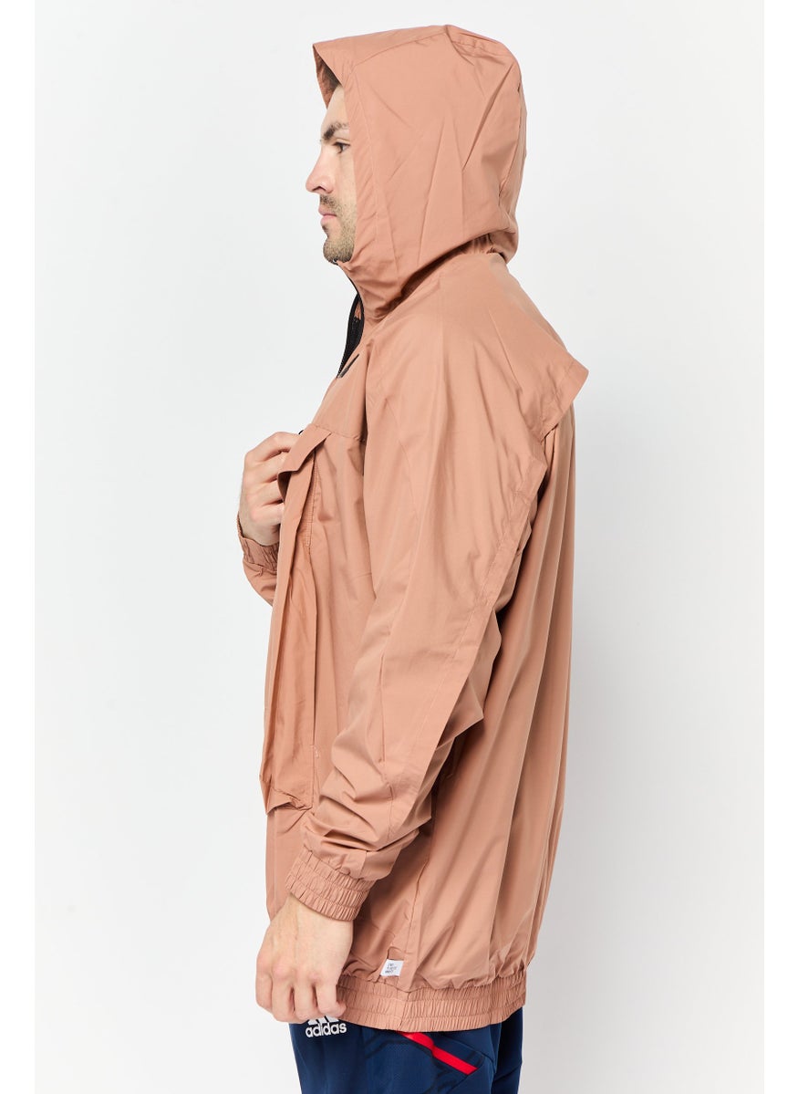 Adidas Men Sportswear Fit Long Sleeve Running Jacket, Light Brown  - Image 2