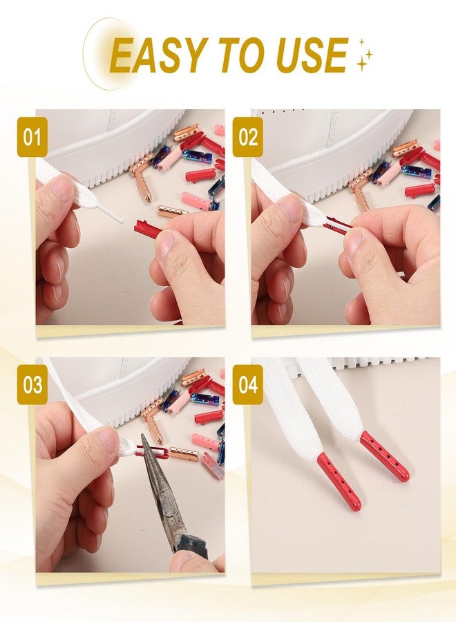 PATIKIL 24Pcs Shoelace Tips, Alloy 23mm Open Mouth Aglets Shoes Lace Cords End Tip Cap Replacement for DIY Clothes Strings, White - Image 4