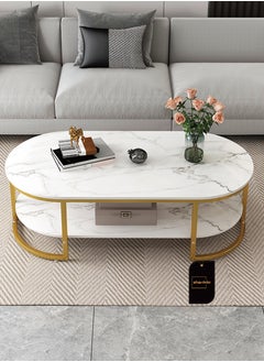 Sharpdo Modern Design Luxury Coffee Tables Living Room With Storage Round Marble Design Nightstands Wooden Mesas Bajas Home Furniture 100*50*45cm  - Image 2