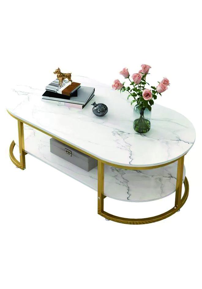 شاربدو طاولات قهوة فاخرة بتصميم عصري لغرفة المعيشة مع تخزين، تصميم رخامي دائري، طاولات بجانب السرير خشبية، أثاث منزلي من باجاس 100*50*45 سم - Image 1