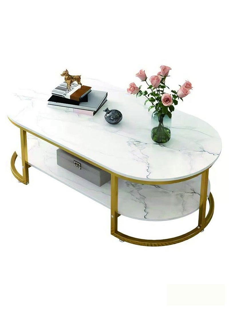 شاربدو طاولات قهوة فاخرة بتصميم عصري لغرفة المعيشة مع تخزين، تصميم رخامي دائري، طاولات بجانب السرير خشبية، أثاث منزلي من باجاس 100*50*45 سم - Image 2