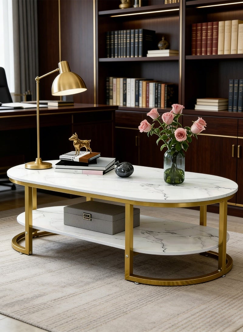 شاربدو طاولات قهوة فاخرة بتصميم عصري لغرفة المعيشة مع تخزين، تصميم رخامي دائري، طاولات بجانب السرير خشبية، أثاث منزلي من باجاس 100*50*45 سم - Image 5