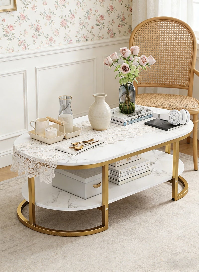 شاربدو طاولات قهوة فاخرة بتصميم عصري لغرفة المعيشة مع تخزين، تصميم رخامي دائري، طاولات بجانب السرير خشبية، أثاث منزلي من باجاس 100*50*45 سم - Image 4