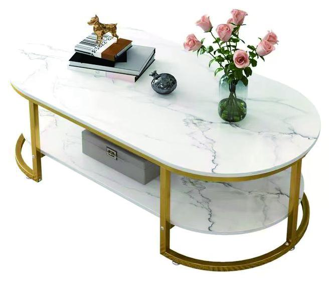 Sharpdo Modern Design Luxury Coffee Tables Living Room With Storage Round Marble Design Nightstands Wooden Mesas Bajas Home Furniture 100*50*45cm - Image 1