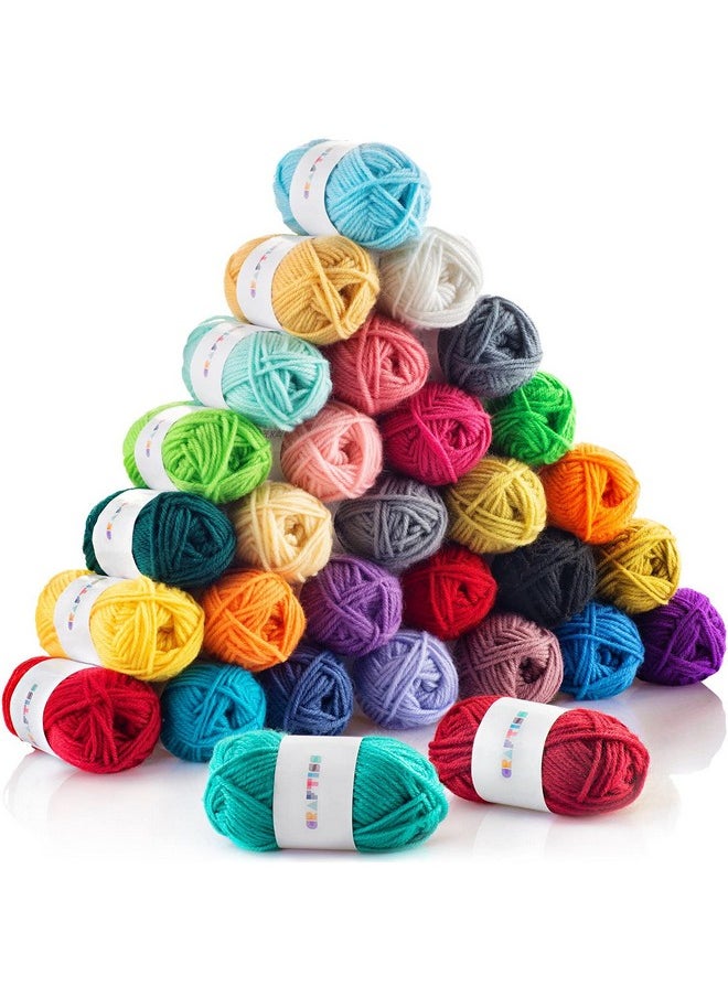 CRAFTISS - CRAFTISS 30x0.7Oz Acrylic Yarn Mini Skeins - 1300 Yards of Soft Yarn for Crocheting and Knitting Craft Project, Assorted Starter Crochet Yarn Bulk Kit for Adults and Kids - Image 1