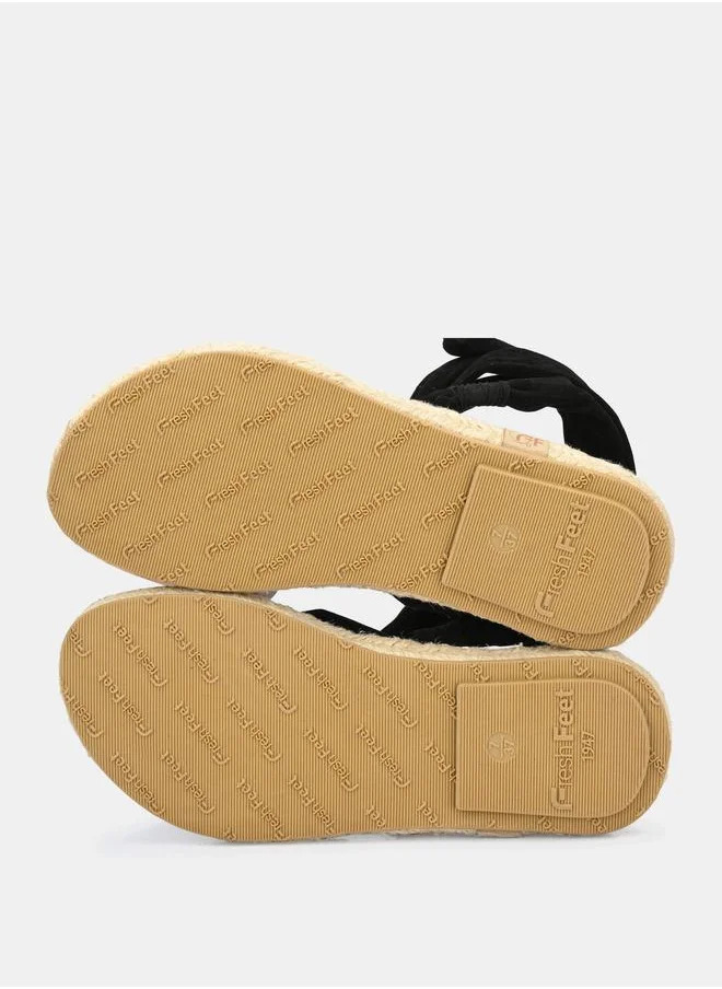 Fresh Feet V Strap Ankle Tie Up Flat Sandals by Styli