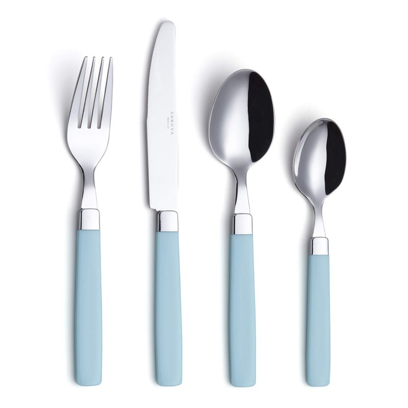 ANNOVA Silverware Set Stainless Steel Colorful Tableware Kitchen Flatware Set Utensils, Includes Dinner Knives, Forks, Spoons & Dessert Spoons (Turquoise, 16 Pieces) - Image 1