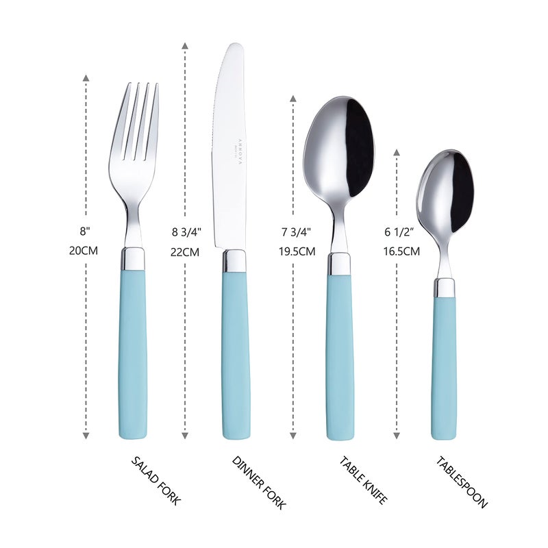 ANNOVA Silverware Set Stainless Steel Colorful Tableware Kitchen Flatware Set Utensils, Includes Dinner Knives, Forks, Spoons & Dessert Spoons (Turquoise, 16 Pieces) - Image 3