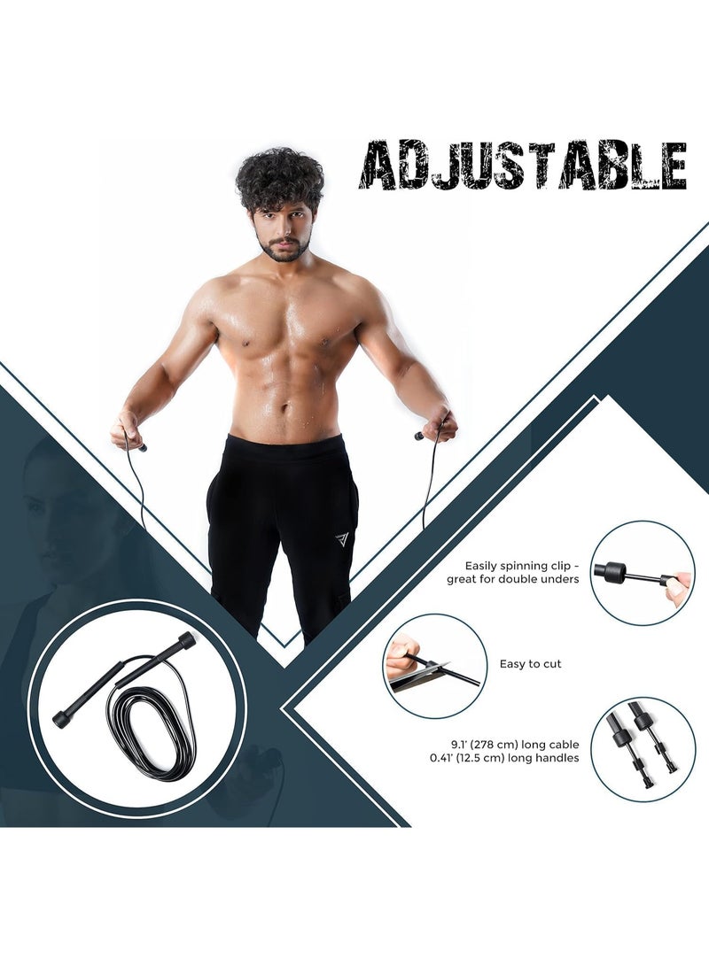 سبورت كيو حبل قفز من سبورت كيو®️ للرجال والنساء مع سوستة لتكثيف السرعة قفز سريع بارتفاع قابل للتعديل للاطفال والنساء والفتيات للقفز والتمرين وصالة الالعاب الرياضية واللياقة البدنية - Image 4