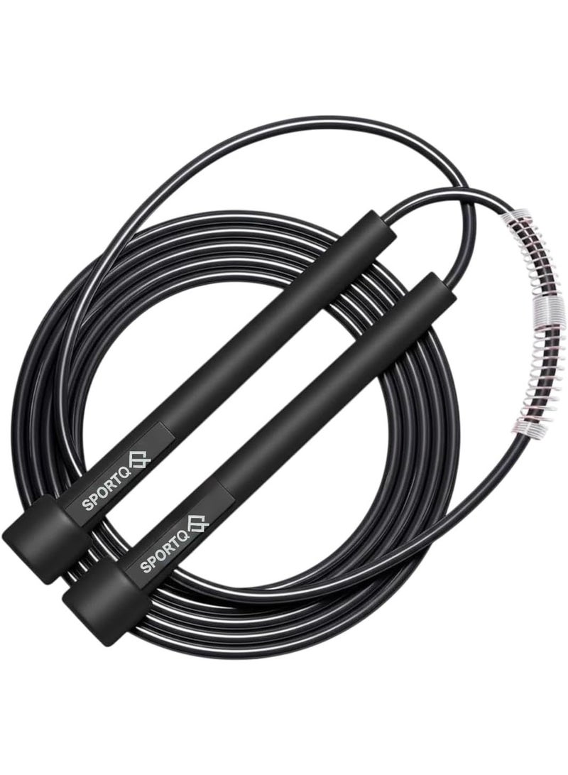 سبورت كيو حبل قفز من سبورت كيو®️ للرجال والنساء مع سوستة لتكثيف السرعة قفز سريع بارتفاع قابل للتعديل للاطفال والنساء والفتيات للقفز والتمرين وصالة الالعاب الرياضية واللياقة البدنية - Image 1