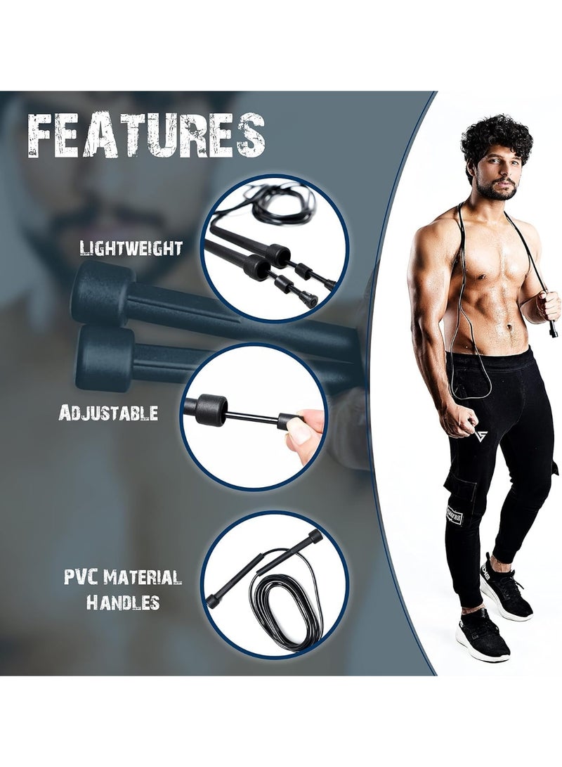 سبورت كيو حبل قفز من سبورت كيو®️ للرجال والنساء مع سوستة لتكثيف السرعة قفز سريع بارتفاع قابل للتعديل للاطفال والنساء والفتيات للقفز والتمرين وصالة الالعاب الرياضية واللياقة البدنية - Image 3