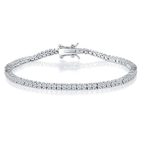 Gemsme 2.0MM Tennis Bracelet for Women and Men, 18K White Gold Plated Round 2mm Cubic Zirconia Classic Tennis Bracelet - Image 4