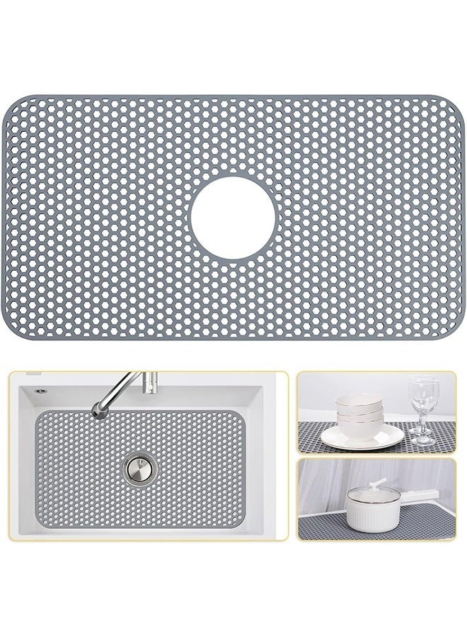 general Silicone Sink Mat, 66 x 35 CM Sink Protectors for Kitchen Sink with Center Drain, Kitchen Sink Accessory, Non-Slip Sink Mats for Bottom of Farmhouse Stainless Steel Sink - Image 1