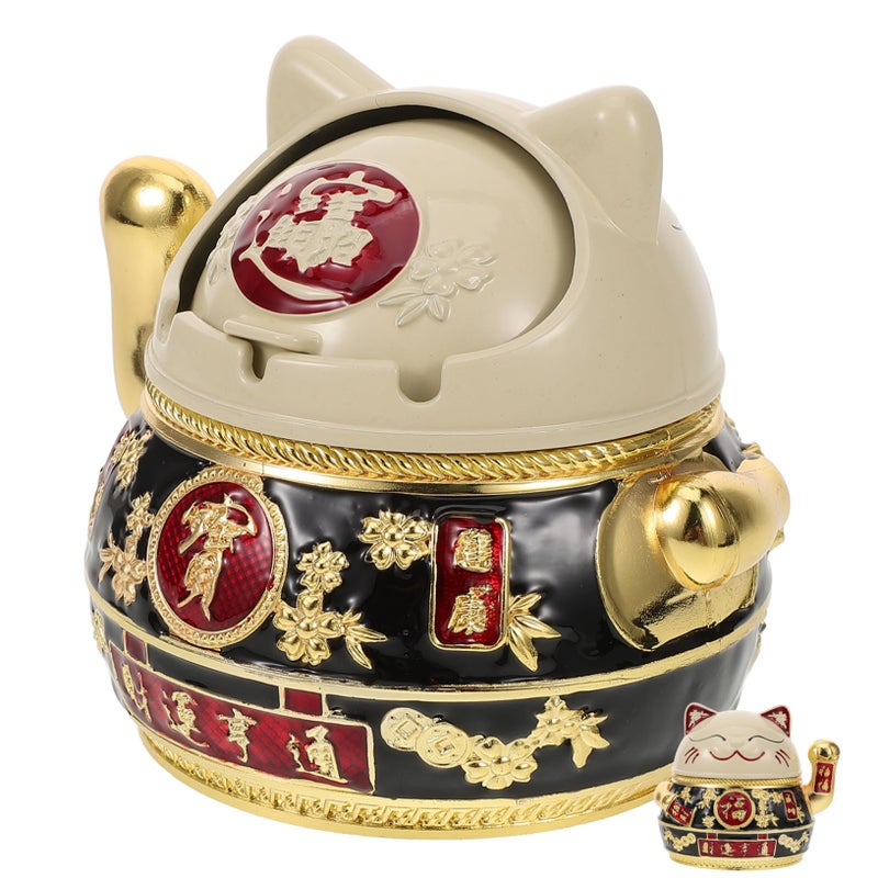 Decorative Cat Ashtray With Lid For Home Office Desktop Easy Clean Functional Storage Holder - Image 2