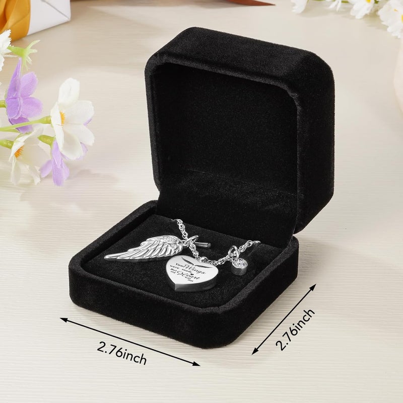 Dletay Heart Urn Necklace for Ashes with 12 Birthstones Cremation Jewelry for Ashes -Your Wings Were Ready My Heart Was Not - Image 5