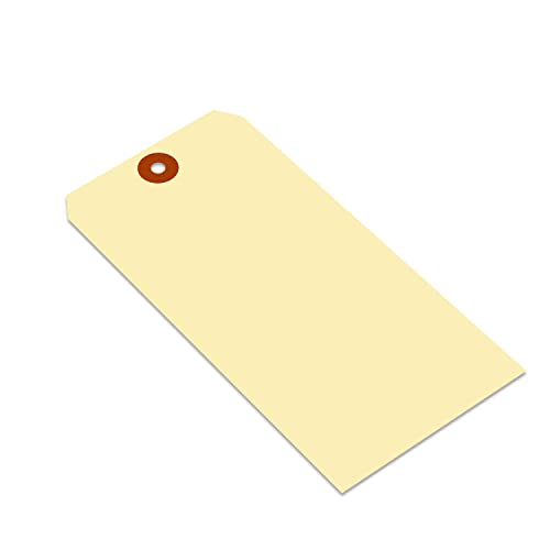 SmartSign Blank Manila Shipping Tags Pack of 100 Size10 15pt Thick Cardstock Tag 725 x 3625 inch Paper Hang Tags with Reinforced Fiber Patch No Attachment - Image 1