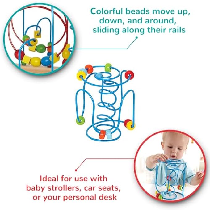 SPRING-A-LING BEAD MAZE - INTERACTIVE WOODEN TOY FOR BABIES | PROMOTES COLOR RECOGNITION | PERFECT FOR STROLLERS AND TRAVEL TOYS | NON-TOXIC MATERIALS | IDEAL FOR AGES 6 MONTHS+ - Image 4