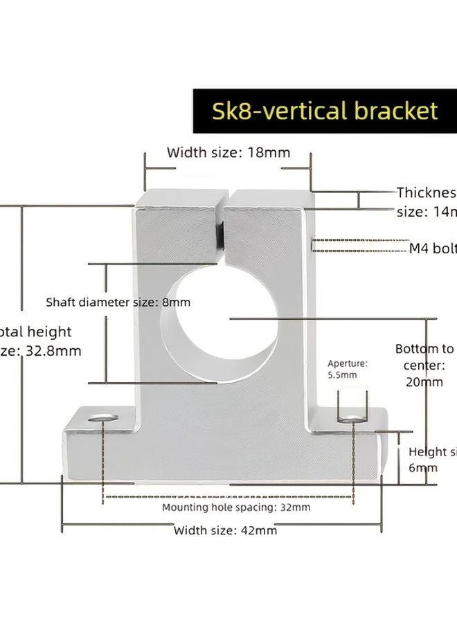 SK20 Linear Optical Axis Vertical Support Bearing Frame Aluminum Alloy 20mm Diameter - Image 3
