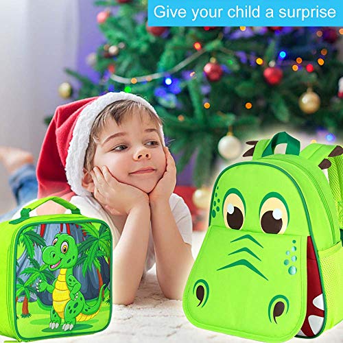 gxtvo Toddler Backpack for Boys, Dinosaur Kids Preschool Bookbag and Lunch Box, 12" Cute Cartoon Animal Schoolbag - Image 2