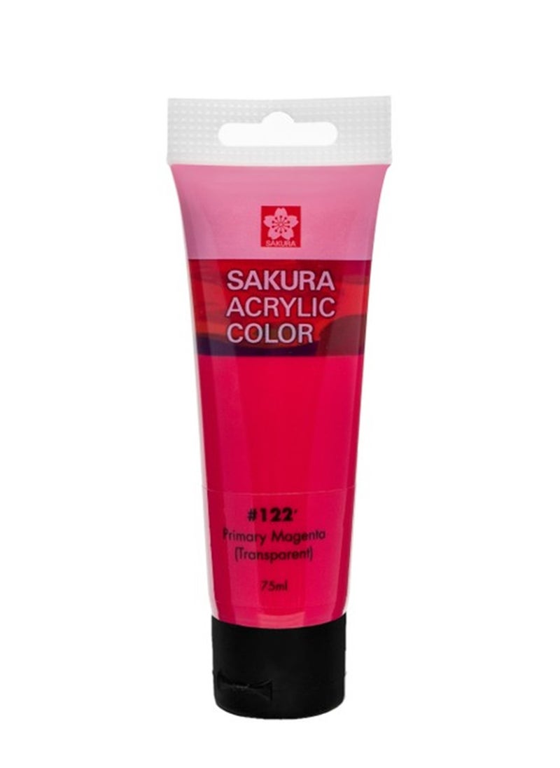 SAKURA - Acrylic Color Paint Tube 75ml Content Primary Magenta - Image 1