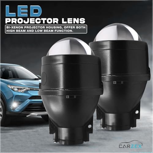 Carzex 3.0" Projector Lens Fog Light High/Low Beam 12V BI-Xenon Projector Housing With 300W H8 LED RX21 Automotive Fog Light Bulbs Combo - Image 3