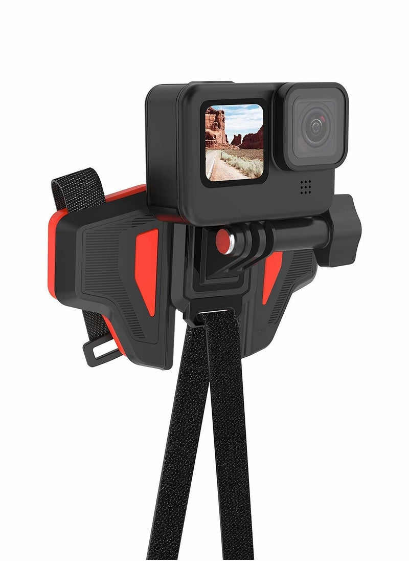 Excefore - Upgraded Motorcycle Helmet Chin Mount for GoPro Max Hero 10 9 8 7 6 5 Insta 360 One R One X DJI Osmo Cellphone and More Action Camera, with Go Pro Mount Adapter Screw Accessories - Image 1