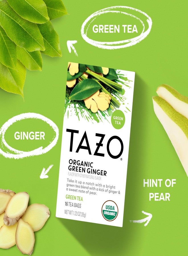 TAZO Organic Green Tea, Green Ginger, 96 Total Tea Bags (16ct - Pack of 6) - Image 3
