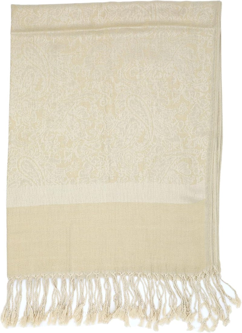 Achillea Women's Two Tone Vintage Jacquard Paisley Pashmina Shawl Wrap Scarf - Image 5