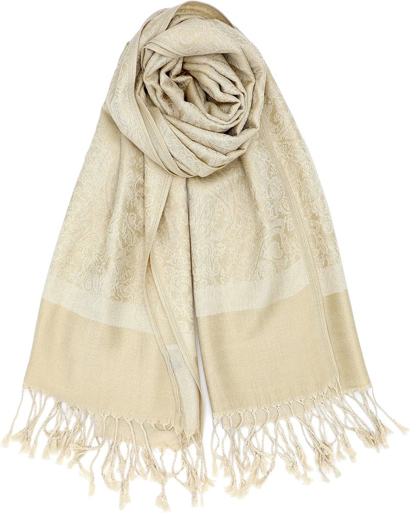 Achillea Women's Two Tone Vintage Jacquard Paisley Pashmina Shawl Wrap Scarf - Image 1