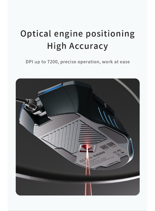 Wired Mouse, White, 7200 DPI Levels, 8 Backlit ons, Office and Gaming - Image 3