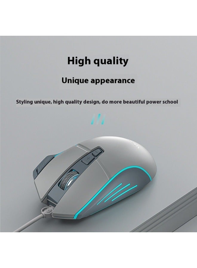 Wired Mouse, White, 7200 DPI Levels, 8 Backlit ons, Office and Gaming - Image 1