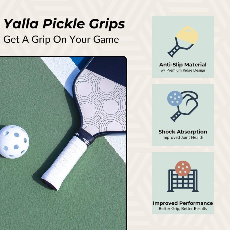 Tip Grips Pickle Grips Pickleball Paddle Grip Tape - White Replacement Grip Wrap for Pickleball Racquet- Moisture Wicking Paddle Grip Wrap (2 Pack) - Image 2