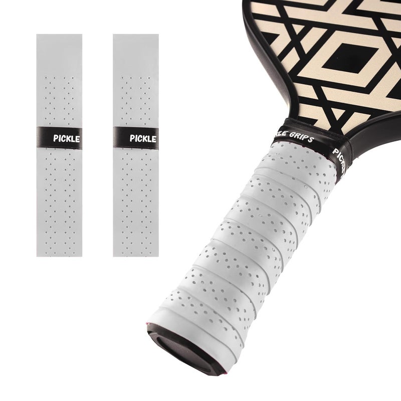 Tip Grips Pickle Grips Pickleball Paddle Grip Tape - White Replacement Grip Wrap for Pickleball Racquet- Moisture Wicking Paddle Grip Wrap (2 Pack) - Image 1