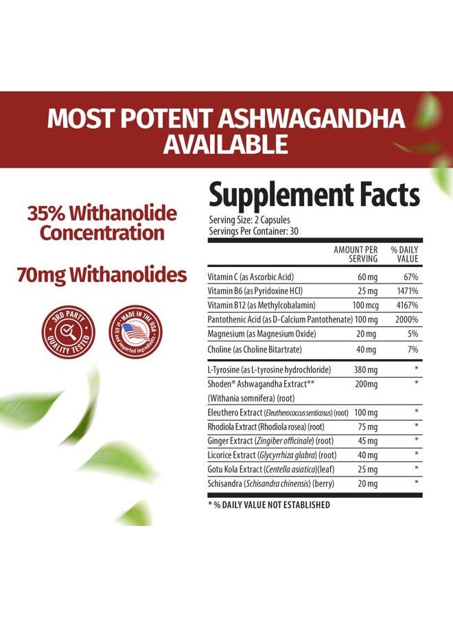 1 Body مجمع أشواغاندا مع شودن® – دعم موثوق للتخلص من التوتر، النوم، ودعم الطاقة – مكملات نباتية، غير معدلة وراثيًا – 60 كبسولة - Image 2
