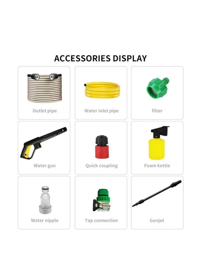 غسالة ضغط عالية بقوة 1600 واط للتنظيف الخارجي - منظف ضغط كهربائي قوي مع فوهة وخرطوم قابلين للتعديل للسيارة والفناء والممر والشرفة والاستخدام المنزلي - Image 4