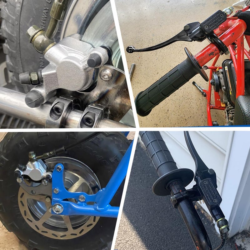 HOOUP Mini Bike Left Hydraulic Brake Caliper System 180mm Disc Brake Rotor with Throttle Cable Grips Assembly for 79cc 97cc 2.8HP Predator Baja DoodleBug Dirt Bug DB30 Blitz Mini Bike Mini Moto Black - Image 2