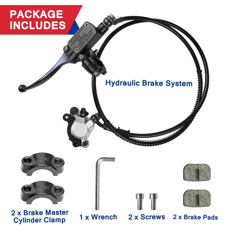 HOOUP Mini Bike Left Hydraulic Brake Caliper System 180mm Disc Brake Rotor with Throttle Cable Grips Assembly for 79cc 97cc 2.8HP Predator Baja DoodleBug Dirt Bug DB30 Blitz Mini Bike Mini Moto Black - Image 5