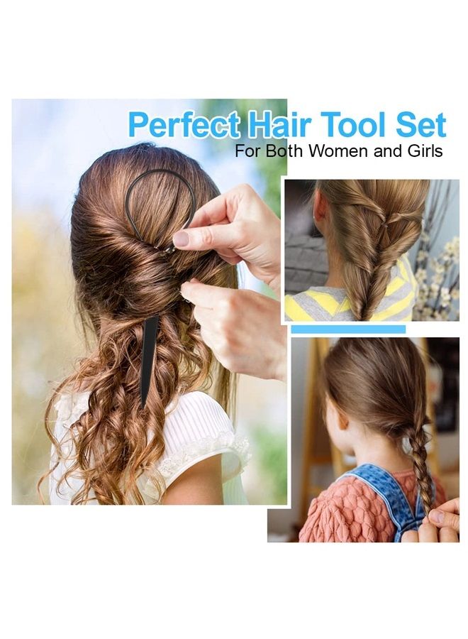 IKOCO Topsy Tail Hair Tool, IKOCO 400pcs Hair Rubber Bands with Hair Loop Styling Tool Set, 200pcs Clear Hair Elastics 200pcs Black Rubber Bands for Hair 2pcs Hair Loop Tools 1pc Rat Tail Comb - Image 3